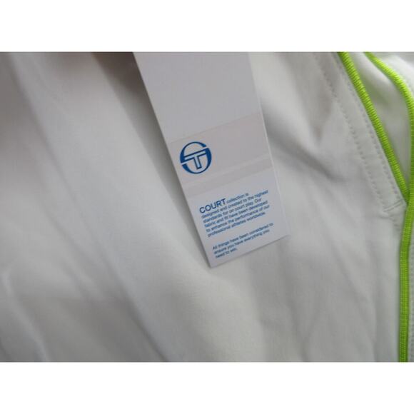 NWT Sergio Tacchini TCP Shorts Mens Size Large Mesh Lined WHITE LIME Shorts - Picture 3 of 13